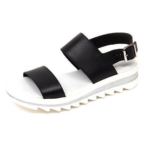 Sandalo Donna Cult D0652 au design croisé noir et semelle ergonomique