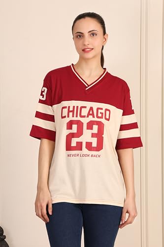 Image of BLACKSTEP Women Oversized Cotton Jersey Tshirt | Loose Fit Streetwear Casual Top | Drop Shoulder Longline T Shirt for Girls College Wear Travel Gym Daily Outfit