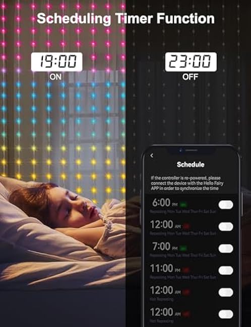 Smart Curtain Lights 6.6x6.6Ft, 400 LED Curtain Light APP Remote Control Music Sync Dynamic DIY Lights for Memorial Day 4th of July Independence Day Backdrop Decoration