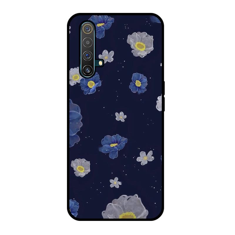 KARTXITAI Funda Case Compatible con Realme X3/X3 Super Zoom,Protectora de Cuerpo Completo con Tacto Suave y Sedoso,Carcasa de Silicona Cover,Gel Flexible,Regalo Original - Flores Azules Blancas