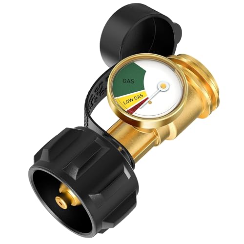 NUPICK Propane Tank Gauge Propane Tank Gauge Level Indicator with QCC1/Type 1 Connector for 5-40lb Propane Tank Propane Pressure Gauge Suitable for RV Camper BBQ Gas Grill Heater Fire Pit
