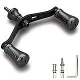 HEIGHTEN 90mm リール ハンドル シマノ ダイワ 通用 1.5K炭素布 カーボンクランクハンドル スピニングリール用 Chess Series (19mmノブ搭載 - ダークグレー(22STELLA/23AIRITY)) (0590)