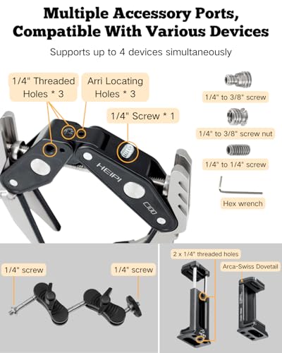 Super Clamp HEIPI Sabertooth C100 para fijar cámaras y móviles con brazo mágico MA137 6