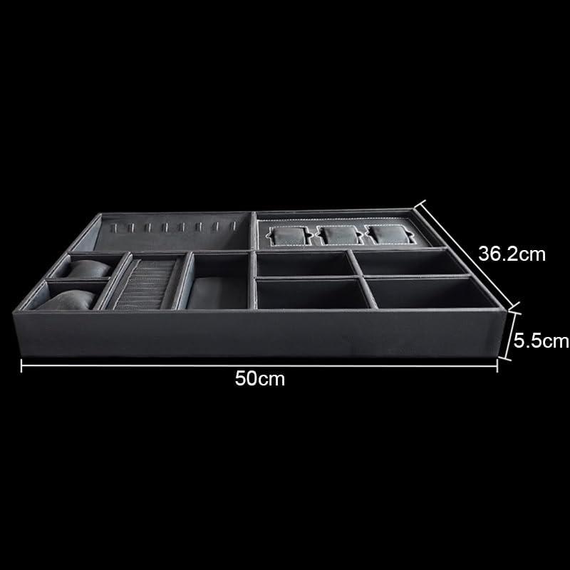 Bandeja organizadora de Joyas apilable: separadores para Collares, Anillos y Pulseras, Organizador para cajones (Gris a)