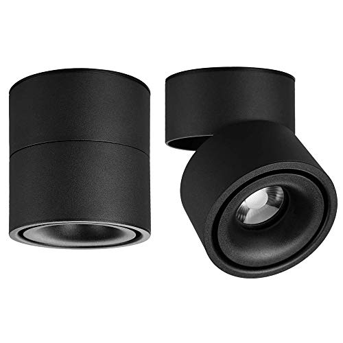 Image of LED Ceiling Spotlight-Indoor 360Adjustable Surface Mounted 10W COB Ceiling Downlight-Wall Lamp for Picture Background Wall Display Lighting(Black,4000K Natural Light)