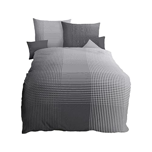 Kaeppel Mako-Satin Bettwäsche Master Zinn, 1 Bettbezug 155 x 220 cm + 1 Kissenbezug 80 x 80 cm