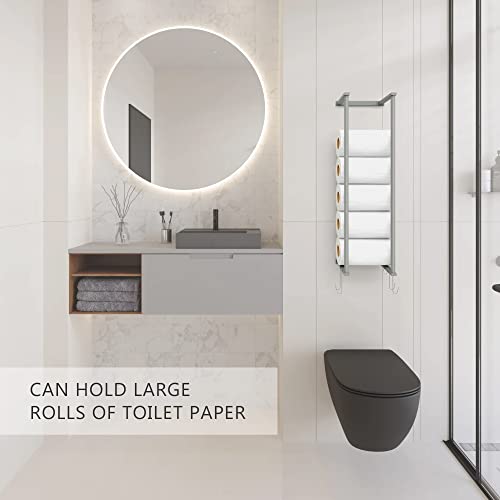Mallking Wall Towel Rack, Bathroom Wall Mounted For Rolled Towels, Metal Towel Holder For Folded Large Towel Washcloths, Bath Towel Storage With 4 Hooks (Matte Grey) #TOP4
