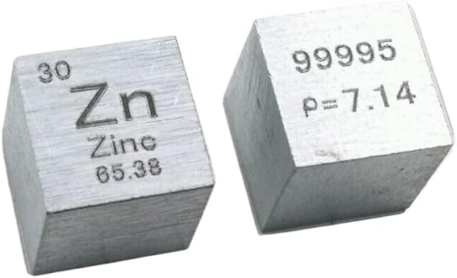 1-Piece New Periodic Table Cube 10mm Zn 99.995 Zinc Cubic Meters