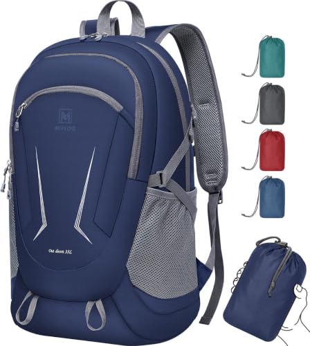 Image of MIYCOO Ultralight Packable Backpack, 35L Waterproof Hiking Daypack | Travel Camping Foldable Daypack, Hiking Back Pack for Men Women, Dark Blue