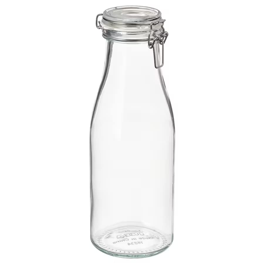 MARIAS KOMMERCE KORKEN Bottle shaped jar with lid, clear glass, 1.4 l (47 oz)