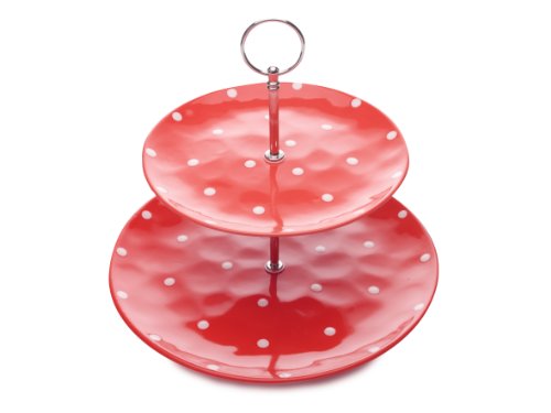 Maxwell and Williams Sprinkle 2-Tier Cake Stand, Red