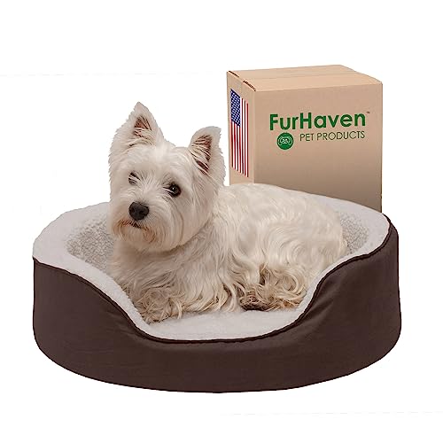 Furhaven lit chien rond orthopédique, espresso, moyen