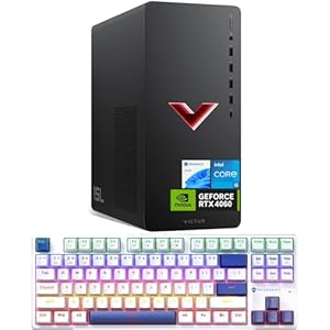 HP Newest Victus 15L RTX 4060 Tower Gaming Desktop, Intel i5-14400F (Beats Intel i7-13650HX), NVIDIA GeForce RTX 4060, 32GB RAM, 1TB SSD, Wi-Fi 6, W11H, Machenike Mechanical Gaming Keyboard Bundle
