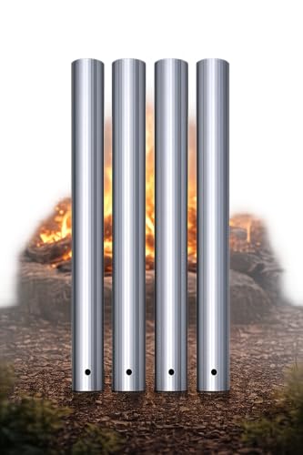 Firehard 4 x Grillrohr für Stockbrotspieße für Ihr Lagerfeuer-Abenteuer verwandeln Sie Buchenholzstäbchen 12 mm oder einen Ast in einen Edelstahl-Grillspieß zum Grillen