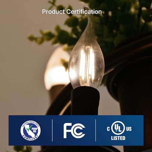 Image of FLSNT LED Candelabra Light Bulbs, CA11 E12 Chandelier LED Light Bulbs 100W Equivalent, 5000K Daylight, 800LM, 5.5W, CRI 82+, AC 120V, 12 Pack, Dimmable UL,CA65 Listed.