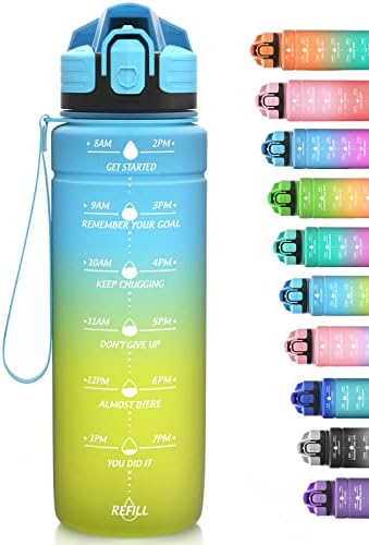 Niggeey 500ml & 700ml & 1000ml Motivational Water Bottle with Time Marker, Sports Water Bottles, Leak Proof BPA Free Tritan Drink Bottle for Kids, Men, Women, Running, Cycling, School, Gym and Sport