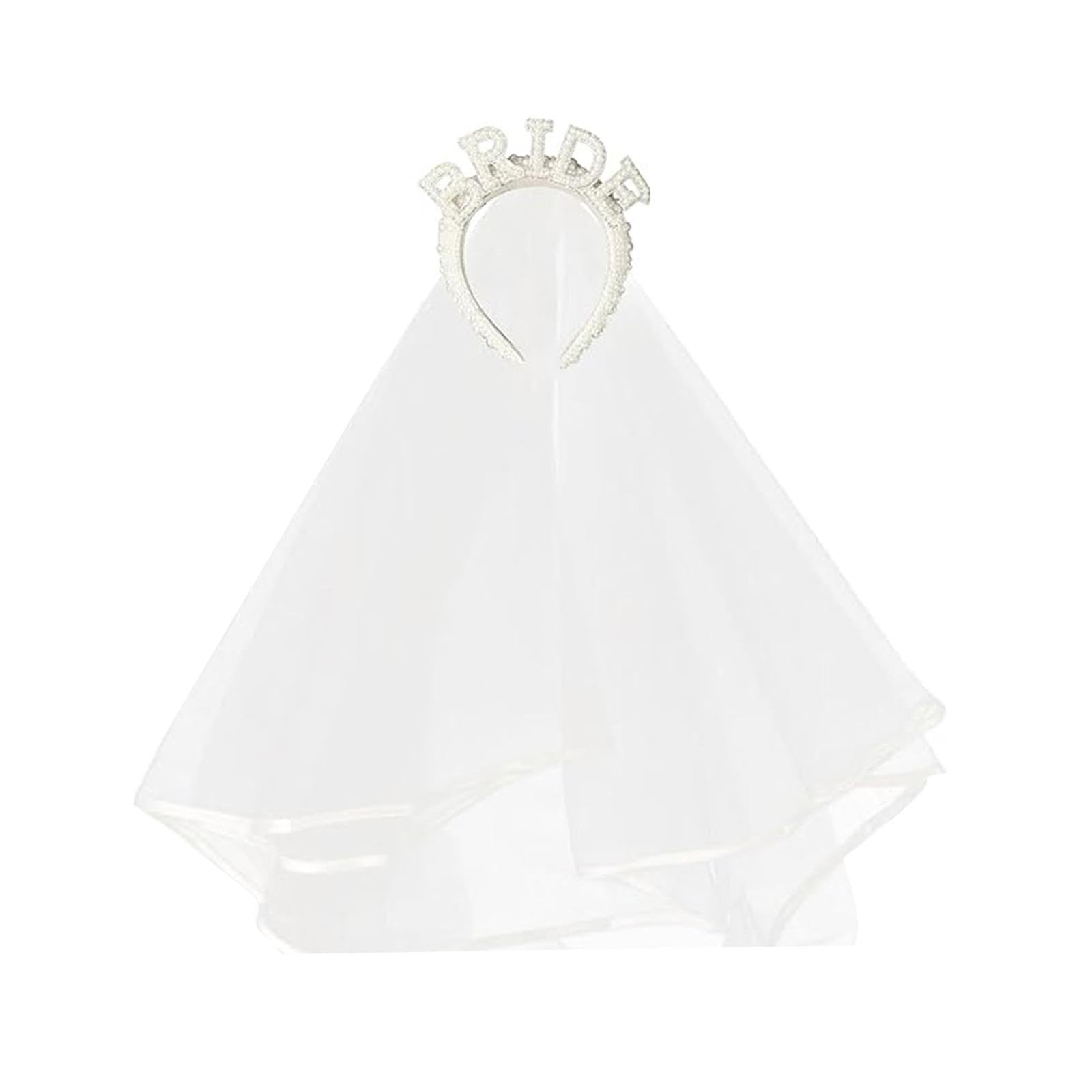 nivaa Bride Headband with Veil Bride Headpiece for Wedding Bachelorette Prom-picture-24