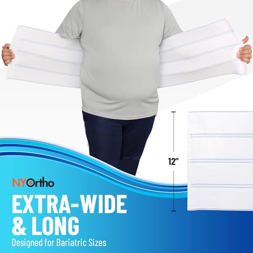 NYOrtho Bariatric Abdominal Binder,12-Inch Wide Elastic Belly Wrap for Plus-Size Men and Women,Post-Surgery Stomach Compression Garment for Hernia Surgery, Natural Birth, Abdominal Injuries