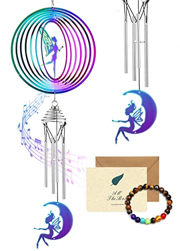 Perpurity Sympathy Wind Chimes Colorful Wind Chimes For Outside Fairy Wind Chimes Gifts With Bracelet & Card Wind Chimes For Loss Of Loved One, Both As Decoration & Amazing Grace Wind Chimes #TOP4