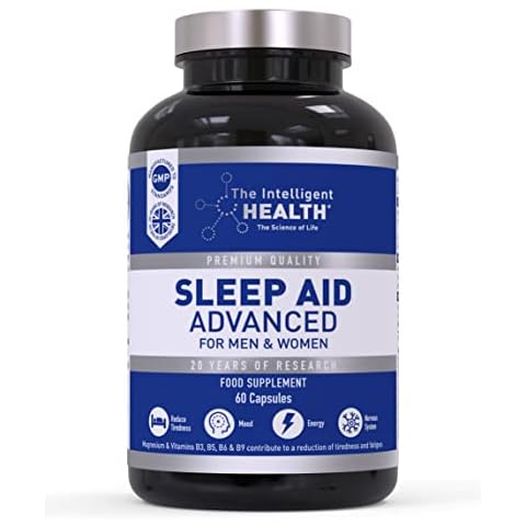 Sleep Aid Advanced 60 Capsules, Premium Quality Nutritional Food Supplement, Natural Melatonin Source + Magnesium for Restful Sleep & Relaxation, Vegan & Gluten Free by The Intelligent Health Cover