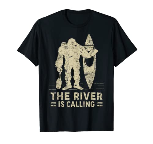 Bigfoot Kayaking The River Is Calling Kayak Boat T-Shirt