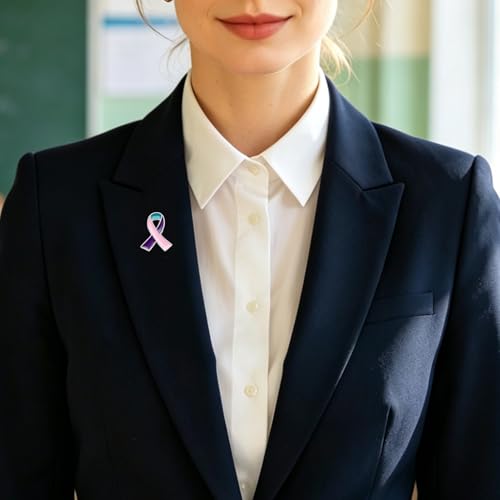 Image of 6Pcs Awareness Enamel Ribbon Lapel Pins Ribbon Brooch Pin for Charity Events Survivor Campaign Party Favors Supplies