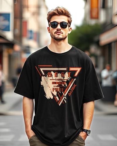 Image of AUSK T-Shirt for Mens with Round Neck Oversized Drop Shoulder