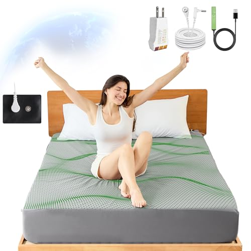 Grounding Sheet Twin XL 20% Silver Fiber+80% Cotton Grounded Well Bed Sheet Deep Pocket Conductive Earthing Bed Sheet Miracle Earth Sheet Well Bedding for Better Sleep & Wellness (Gray 39x80x15)