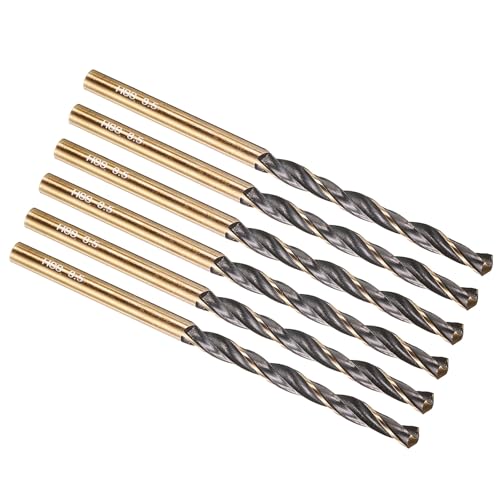 PATIKIL 3.5mm Drill Bit, Jobber Straight Shank M2 High-Speed Steel 118° Nitriding Black and Gold Finish for Stainless Steel Hard Metal - 6 Pack