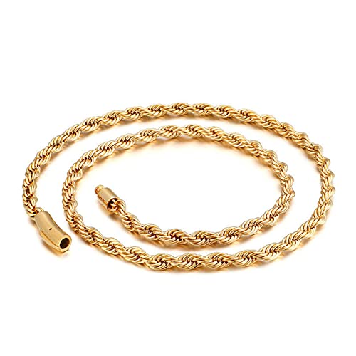 Collier acier inoxydable chaîne maille corde 66cm bijou homme femme punk