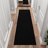 Sweet Home Stores SH Non-Slip Solid Rubberback Indoor Runner Rug for Kitchen, Hallways, Bathroom, Entrance, Bedroom, 2'7' x 12', Black