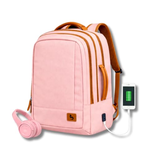 Mochila Executiva Premium para Notebook, Resistente à Água, Reforçada, Expansível com Cabo USB, Unissex, Mochila Para Viagem 30 litros BlidShop (Rosa)