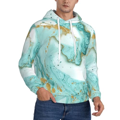 Sweat à capuche homme avec poche kangourou et imprimé marbre pour le sport