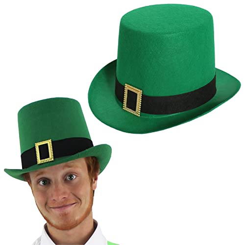 Sombrero irlandés para adultos, paquete de 1, sombrero verde con detalle de hebilla, accesorio de disfraz de duende para el día de San Patricio Irlanda