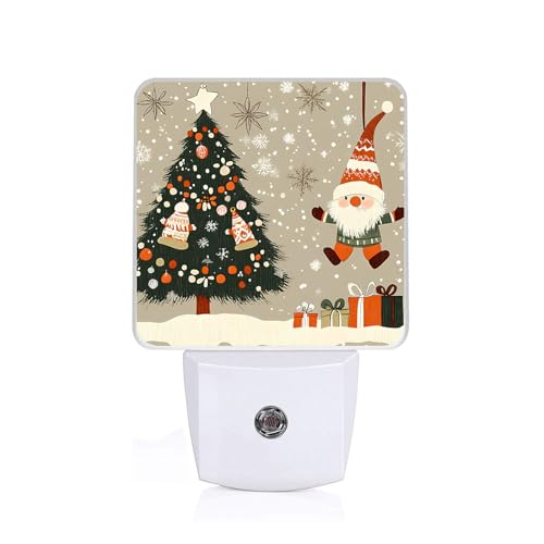 Image of Christmas Tree Night Light,Santa Claus Snowflakes Nightlight Plug into Wall,LED Lamp,Suitable for Bedrooms,Kitchens,Toilets,Etc.Auto Sensor Dusk to Dawn,Energy-Saving