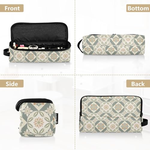 Bolsa de viaje para herramientas de cabello con tapete resistente al calor extraíble, organizador de gran capacidad para planchas, rizadores, secadores y accesorios de viaje floral retro miniatura 5