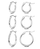 Pendientes Mujer Plata de Ley: un pedido incluye 3 pares de aros pequeños, hay aros de pendientes aro de oro o plata para elegir.Diseño clásico, adecuado para mujeres, hombres y niñas, nunca pasa de moda