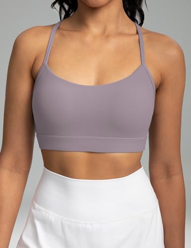Image of Colorfulkoala Women's Dreamlux Y Back Sports Bra Low Impact Padded Workout Top with Built in Bra A-C Cups