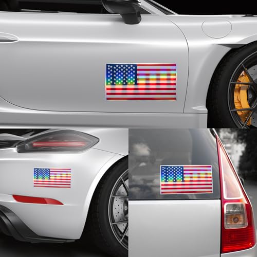 Image of American Flag Decal - USA Tactical Military Subdued Patriotic (Set of 2) 3 x 5 inches Premium Waterproof Vinyl Decal Stickers for Car Truck (Holographic Sticker, 5 inches x 3 inches)