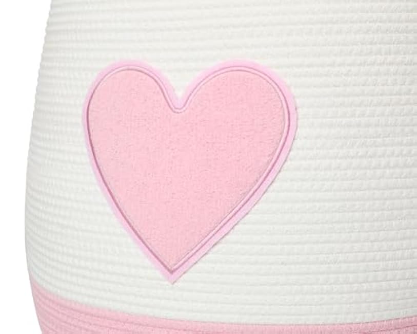 20 x 20 Extra Large Cotton Rope Storage Basket with Lid ¨C Flagon Design ¨C Perfect for Clothes, Blankets, and Living Room Organization (Pink Heart, 20x20)