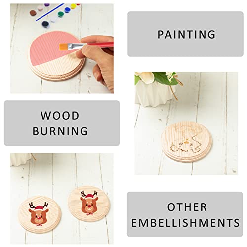 Dorhui 2Pcs Round Wooden Plaque, Unfinished Natural Pine Wood Circle Craft Plaques Wood Base For Craft Projects And Diy Home Decoration (4 Inch) #TOP6