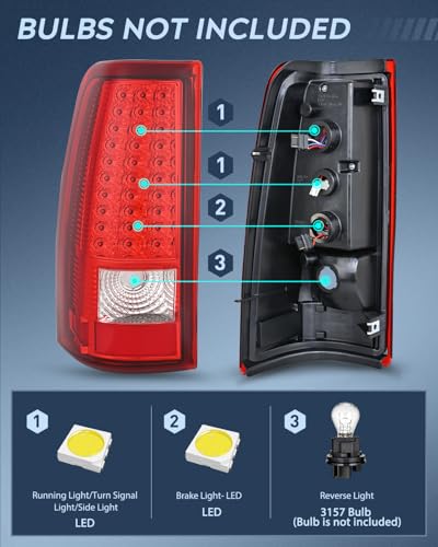 Image of Nilight Taillight Assembly Compatible with 2003-2006 Chevy Silverado Pair