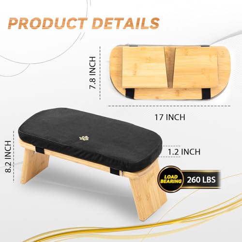 Meditation Bench, Bamboo Meditation Stool, Folding Kneeling Meditation Bench, Seiza Prayer Bench, Prayer Bench with Meditation Cushion, Kneeling Stool (Black) - Image 4