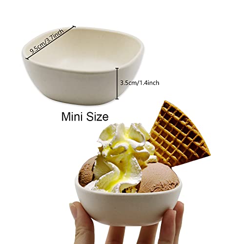 6PCS 4.5 OZ Small Dessert Bowls, 3.7 x 3.7 x 1.2 In Stacked Pinch Bowls, Wheat Straw Mini Prep Bowls, Unbreakable Dipping Saucers for Side Dishes, Seasoning, Snack, Appetizer (Multicolor)