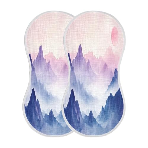 Watercolor Mountain Plant Burp Cloths Cotton Baby Washcloths,Large 22x11in Burping Cloth Absorbent and Soft for Newborn Baby Boys and Girls,4 Pack2