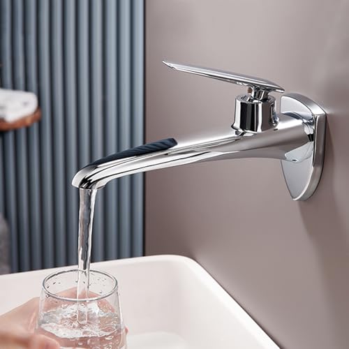 Robinet de lavabo mural blanc pour éliminer les traces de calcaire tenaces