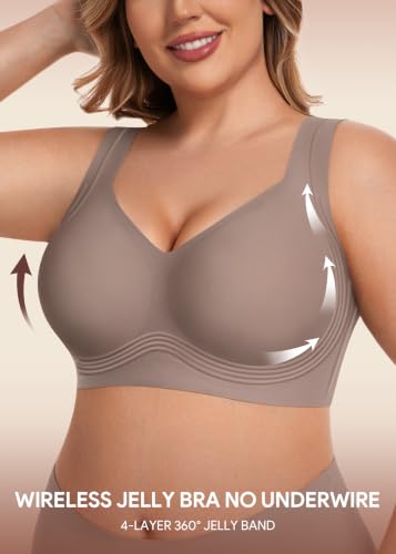 Image of HBselect Jelly Bras for Women Plus Size Pullover Wireless Full Coverage Bra | No Underwire, Push Up, Lift, Minimizer Bras, Wide Straps, Seamless T-shirt Everyday Bralette, For Older Women, Large Breast