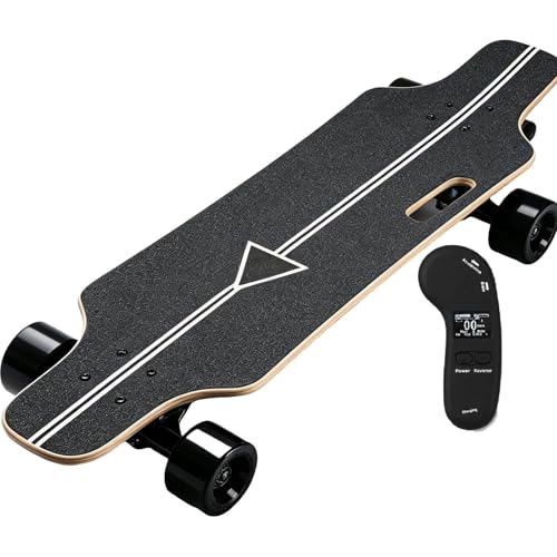 Sushangmao Skateboard Eléctrico, Longboard Eléctrico – Plataforma De 7 Capas De Arce con Absorción De Golpes, Motor Sin Escobillas 300 O 700W, Mando LED con Control De 4 Velocidades Single-Drive-22km
