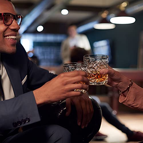 Conjunto de 2 peças Whiskey Glass Set, 325 ml, vidro sem chumbo prensado à mão, uísque, rum, copo de