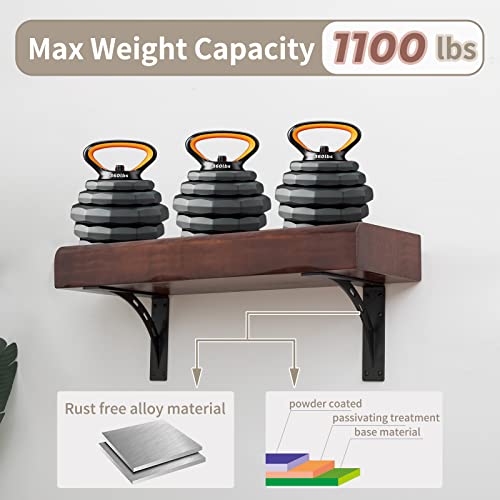 Firmetal 12"X10"X2.5" Heavy Duty Shelf Brackets，Max Load 1100 Lbs,Premium Alloy Metal Mantel Brackets , (Set Of 2) Fireplace Mantel Brackets - Countertop Support Brackets - (12 Inch X 10 Inch) #TOP2